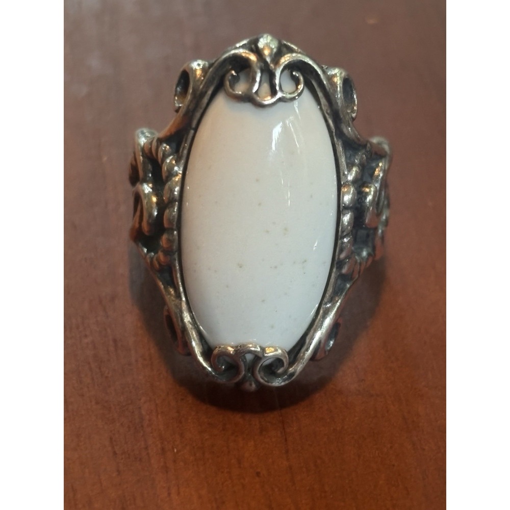 CAROLYN POLLACK Sterling Silver 925 White Agate Ring Size 7